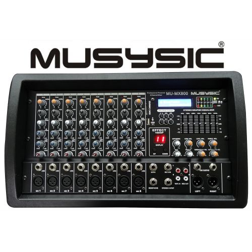  MUSYSIC Complete Professional 4500 Watts PA System 8-CH Mixer 2pc 15 Speakers Wireless Mics