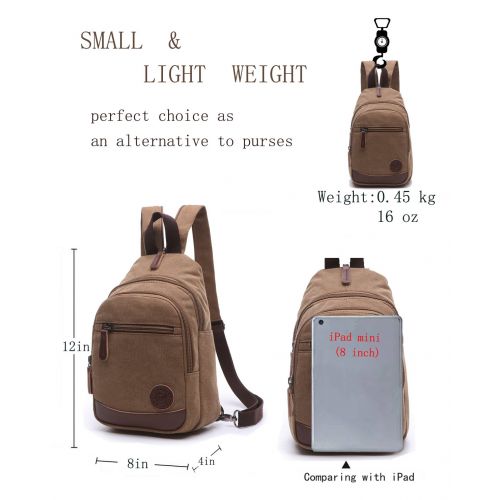  MUUQUSK Lightweight Mini Canvas Backpack for Women Girls Purse Small Rucksack Sling Bag (Small, Coffee 2)