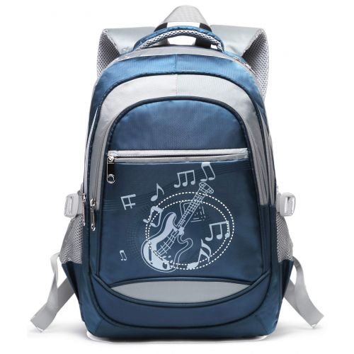  MUUQUSK Music Print Girls School Backpack for Kids Boys Elementary School Bags Bookbags (Royal Blue)