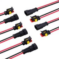 MUYI 5 Kit 2 Pin Way 16 AWG Waterproof Connector Wire 1.5mm Series Terminal Connector Black