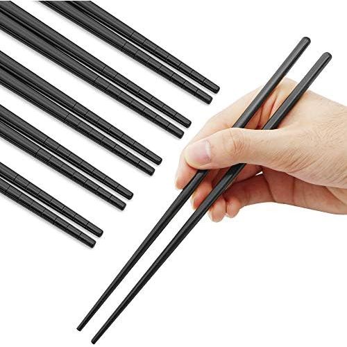  [아마존베스트]MUYOS Stainless Steel Chopsticks Reusable Multicolor Lightweight 304 Metal Chopsticks Dishwasher Safe - 5 Pairs (Black)