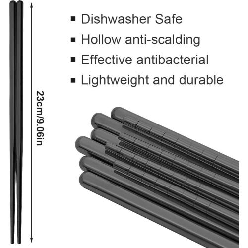  [아마존베스트]MUYOS Stainless Steel Chopsticks Reusable Multicolor Lightweight 304 Metal Chopsticks Dishwasher Safe - 5 Pairs (Black)