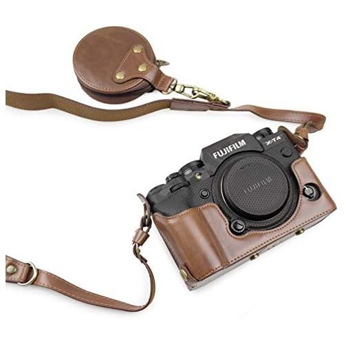  MUZIRI KINOKOO Camera Case for Fuji X-T4 and 16-80mm/18-55mm/18-135mm/10-24mm/16-50mm Lens, Fujifilm X-T4 Protective Case with Shoulder Strap and Storage Bag-Coffee