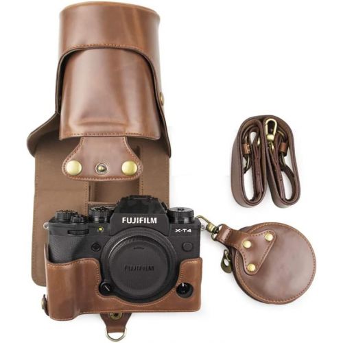  MUZIRI KINOKOO Camera Case for Fuji X-T4 and 16-80mm/18-55mm/18-135mm/10-24mm/16-50mm Lens, Fujifilm X-T4 Protective Case with Shoulder Strap and Storage Bag-Coffee