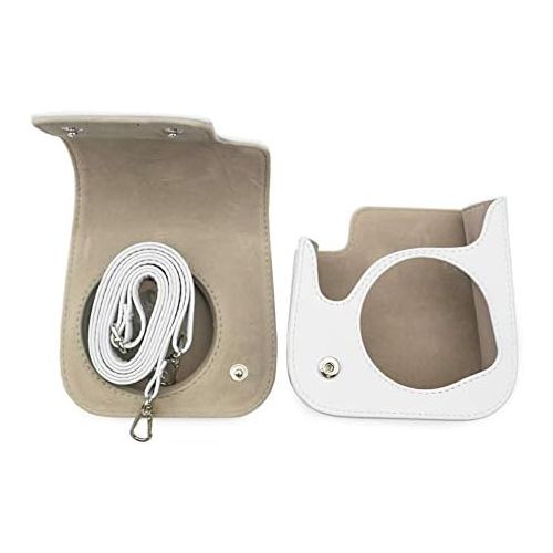  Fuji Instax Mini 11 Case, MUZIRI KINOKOO Protective Case for Fujifilm Instax Mini 11 Bag Cute Color Carrying Bag PU Leather Case with Photo Stickers (Pure White)