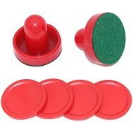 [아마존베스트]MUZOCT Great Goal Handles Pushers Replacement Accessories for Game Tables - 2 Red Air Hockey Pushers and 4 Red Pucks for Children