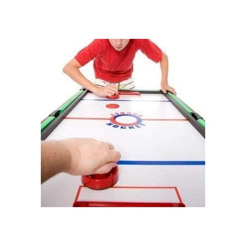 MUZOCT Great Goal Handles Pushers Replacement Accessories for Game Tables - 2 Red Air Hockey Pushers and 4 Red Pucks for Children