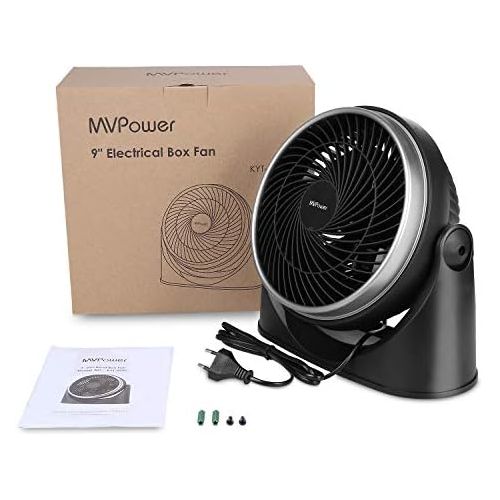  MVPower Ventilator, 23 cm Durchmesser mit 3 Geschwindigkeitsstufen und verstellbarem Neigungswinkel | schwarz