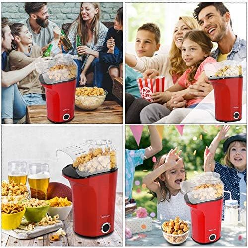  MVPower Popcornmaschine, 1400W Automatische Popcorn Maker, Leistungsstarkes Heissluft Ohne OEl, Abnehmbarem Deckel und BPA-Frei, fuer Zuhause