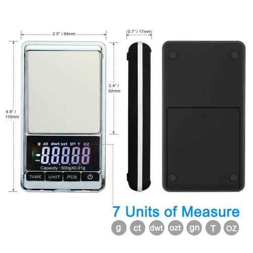  [아마존베스트]MVZAWINO Digital Precision Gram Scale, 0.001oz/0.01g 500g Mini Pocket Scale, Portable Electronic Weight Jewelry Scales, Tare, Auto Off, Stainless Steel, White Backlit Display(Battery Includ