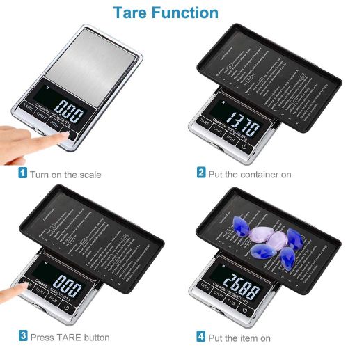  [아마존베스트]MVZAWINO Digital Precision Gram Scale, 0.001oz/0.01g 500g Mini Pocket Scale, Portable Electronic Weight Jewelry Scales, Tare, Auto Off, Stainless Steel, White Backlit Display(Battery Includ