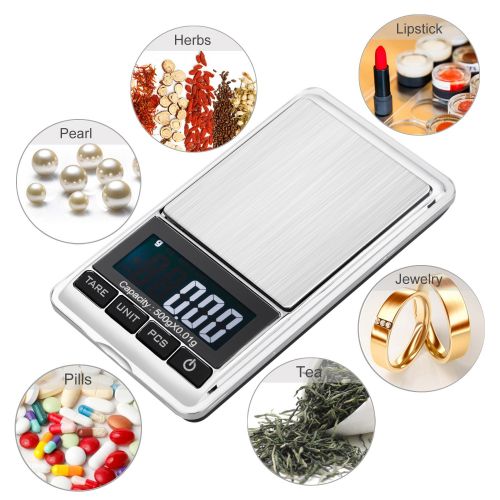  [아마존베스트]MVZAWINO Digital Precision Gram Scale, 0.001oz/0.01g 500g Mini Pocket Scale, Portable Electronic Weight Jewelry Scales, Tare, Auto Off, Stainless Steel, White Backlit Display(Battery Includ