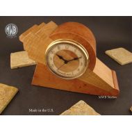 MWBStudios Clock, Art Deco Inspired with Unique Dial, Madrone Burl. MC44 Free Engraving, Free Shipping within the U.S.