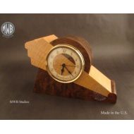 MWBStudios Clock, Art Deco Motif with Wood Dial. Walnut Burl MC44 . Free Shipping within the U.S.