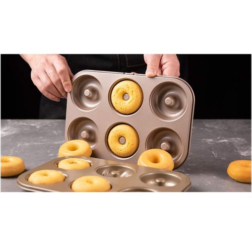  [아마존베스트]MX Donut Baking Tray Bagels Mold for 6 Donuts,Nonstick Donut Baking Pans,Carbon Steel Donut Mold,Donut Pan Set of 2