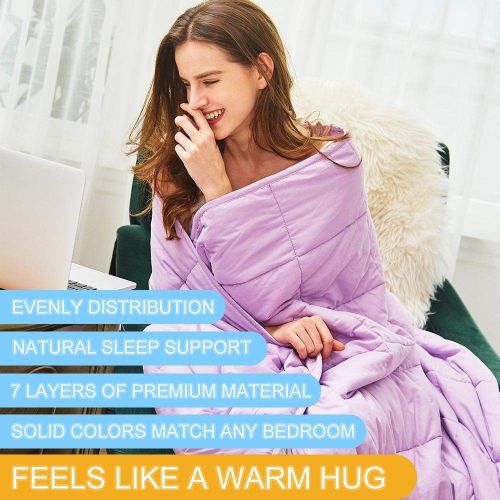  MX Weighted Blanket,Heavy for Kids,Youths,Girls,Boys,Natural Cotton Material with Glass Beads （5lbs - 36x48 Purple