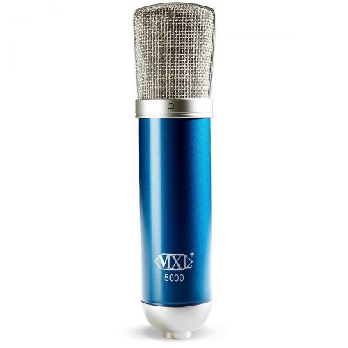  MXL},description:The MXL 5000 is a classic condenser microphone wrapped in modern metallic blue and silver. The 5000s large diaphragm capsule has a cardioid polar pattern, with a -