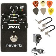 MXR M300 Reverb Analog Guitar Effects Pedal Bundle with 2 MXR Patch Cables, 6 Dunlop Picks, and 9V Power Supply