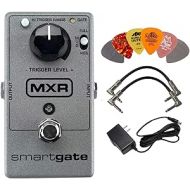 MXR M135 Smart Gate Noise Gate Effects Pedal BUNDLE with AC/DC Adapter Power Supply for 9 Volt DC 1000mA, 2 Metal-Ended Guitar Patch Cables AND 6 Dunlop Guitar Picks