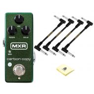 MXR M299 Carbon Copy Mini Analog Delay Pedal Guitar Effect Pedal with Bright Switch Increases Tonal Versatility BUNDLE with 4 Senor Patch Cables and Zorro Sounds Polishing Cloth