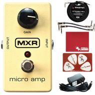 MXR M133 Micro Amp Boost Effects Pedal with Polish Cloth, Pick Card, Patch Cables, 10 ft Cable, 9V Power Supply