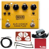 MXR M287 Sub Octave Bass Fuzz Effects Pedal with Polish Cloth, Pick Card, Patch Cables, 10 ft Cable, 9V Power Supply