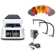 MXR Dunlop 105Q Cry Baby Bass Wah Bundle w/ 2 Patch Cables, ECB-003 9V Adapter, and 6 Assorted Dunlop Picks