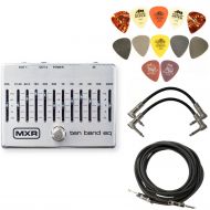MXR M108S 10 Band Graphic Equalizer Pedal Bundle with Dunlop PVP101 Pack of 12 Picks, Two Patch Cables, and 10 Instrument Cable