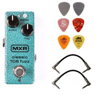 MXR M296 Classic 108 Fuzz Mini Effects Pedal Bundle with 2 Patch Cables and 6 Dunlop Picks