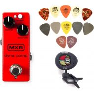 MXR M291 Dyna Comp Mini Compressor Pedal BUNDLE w/ Dunlop DTC-2 Chromatic Clip-On Tuner and PVP101 Pick Pack