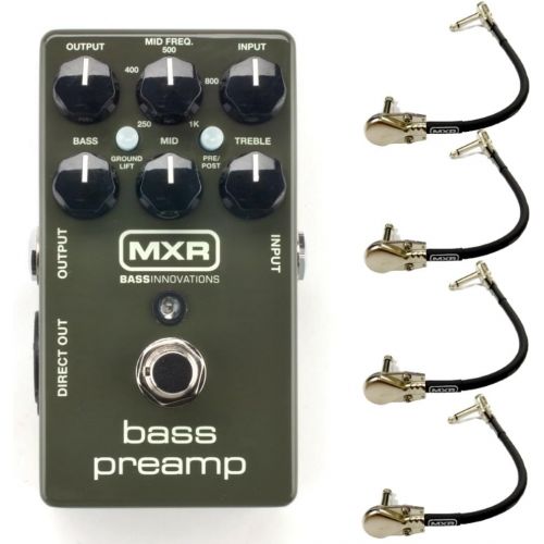  MXR M81 Bass Preamp Effects Pedal Bundle with 4 MXR Right Angle Patch Cables