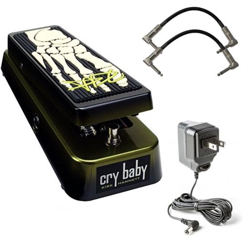  MXR Dunlop KH95 Kirk Hammett Signature Cry Baby Wah Pedal Bundle with 2 Patch Cables and Dunlop 9V Power Supply