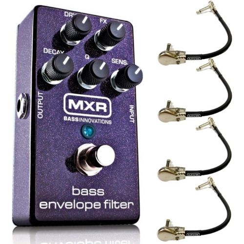  MXR M82 Bass Envelope Filter Effects Pedal Bundle with 4 MXR Right Angle Patch Cables