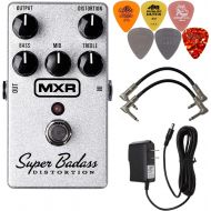 MXR M75 Super Badass Distortion Guitar Effects Pedal with Power Supply, 2 Patch Cables, and 6 Dunlop Picks