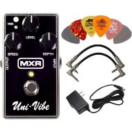 MXR M68 Uni-Vibe Chorus Vibrato Effects Pedal BUNDLE with AC/DC Adapter Power Supply for 9 Volt DC 1000mA, 2 Metal-Ended Guitar Patch Cables AND 6 Dunlop Guitar Picks