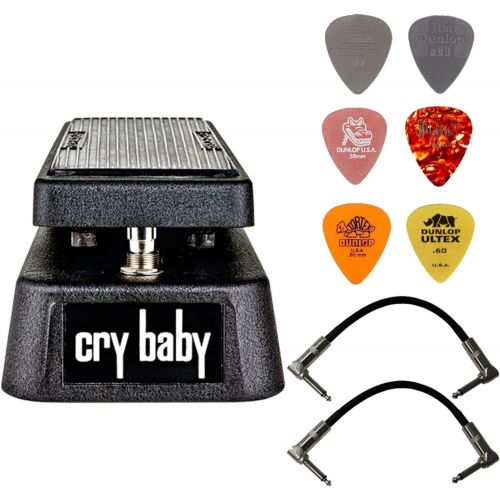  MXR Dunlop Crybaby GCB-95 Classic Wah Pedal Bundle with 2 Patch Cables and 6 Assorted Dunlop Picks