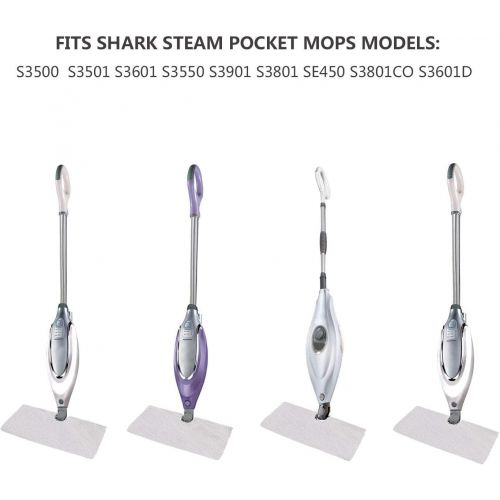  [아마존베스트]MXZONE Replacement Microfiber Steam Mop Cleaning Pads for Shark Steam Pocket Mops S3500 Series S3550 S3501 S3601 S3601D S3901 S3801 S3801CO(White) (S3501-White)