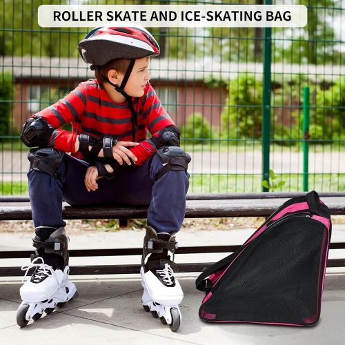  MXiiXM Roller Skate Bag, Breathable Ice Skate Bags with Adjustable Shoulder Strap, Oxford Cloth Skating Shoes Storage Bag for Women Men Kid and Adults Roller Skate Accessories