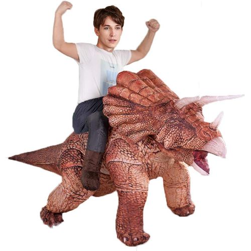  할로윈 용품MXoSUM Inflatable Dinosaur Costume Triceratops for Adult Blow up Dino Theme Party Costume Funny Halloween Dinosaur Suit