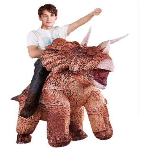  할로윈 용품MXoSUM Inflatable Dinosaur Costume Triceratops for Adult Blow up Dino Theme Party Costume Funny Halloween Dinosaur Suit