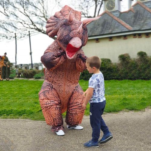  할로윈 용품MXoSUM Inflatable Dinosaur Costume Blow up Triceratops Costumes for Adults?Fancy Dino Onesies Party Halloween Cosplay Costume