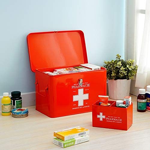  MXueei Household Medicine Cabinet with Lock, Extra Large Childrens Medical Supplies Storage Box