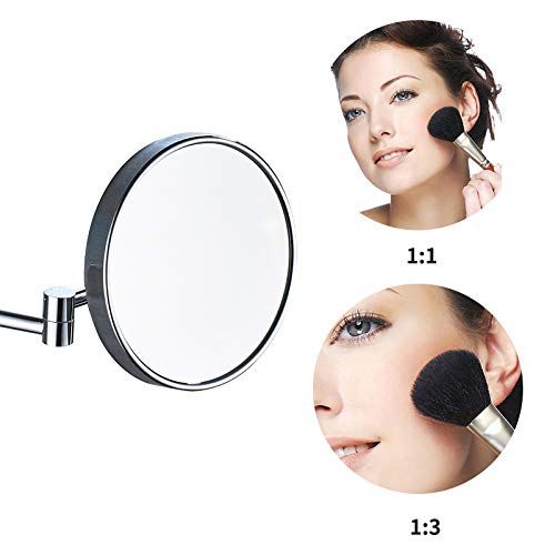  MXueei Bathroom mirror ZfgG Magnifying Wall Mirror, 3X Magnification Double-Sided 8 Inch Wall Mounted Vanity Magnifying Mirror Swivel, Extendable and Chrome Finished for Bathroom, Spa and Hotel (Size : 1