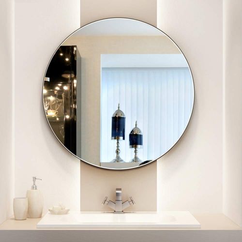  MXueei Bathroom mirror ZfgG Wall-Mounted Bathroom Mirror Round Hanging Makeup Mirror Silver Mirror (Size : 60cm)