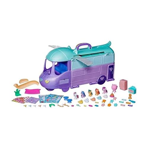 마이 리틀 포니 My Little Pony Playset Mini World Magic Mare Stream, Buildable Trailer Camper Van, Mini Toys for Girls and Boys Age 5 and Up