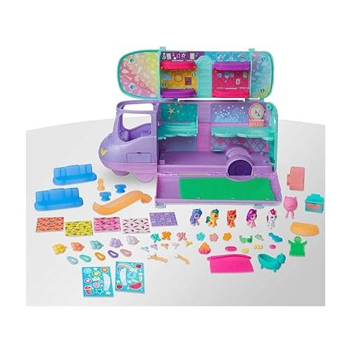 마이 리틀 포니 My Little Pony Playset Mini World Magic Mare Stream, Buildable Trailer Camper Van, Mini Toys for Girls and Boys Age 5 and Up