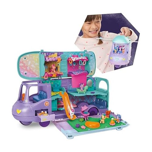 마이 리틀 포니 My Little Pony Playset Mini World Magic Mare Stream, Buildable Trailer Camper Van, Mini Toys for Girls and Boys Age 5 and Up