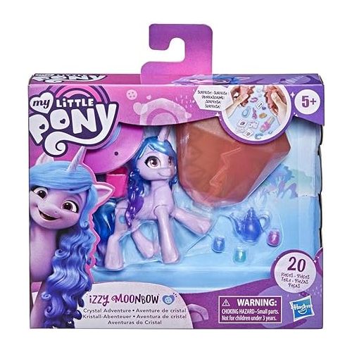 마이 리틀 포니 My Little Pony: A New Generation Movie Crystal Adventure Izzy Moonbow - 3-Inch Purple Pony Toy, Surprise Accessories, Friendship Bracelet