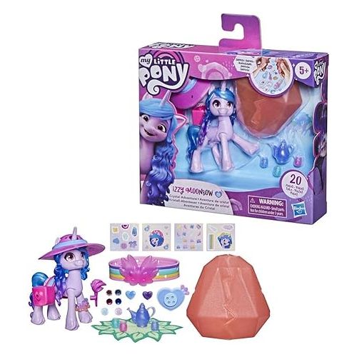 마이 리틀 포니 My Little Pony: A New Generation Movie Crystal Adventure Izzy Moonbow - 3-Inch Purple Pony Toy, Surprise Accessories, Friendship Bracelet