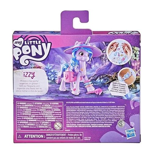 마이 리틀 포니 My Little Pony: A New Generation Movie Crystal Adventure Izzy Moonbow - 3-Inch Purple Pony Toy, Surprise Accessories, Friendship Bracelet